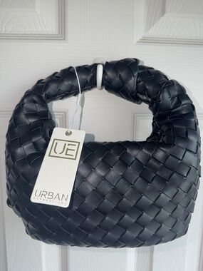 Urban Expressions Black Woven Mini Handle Bag